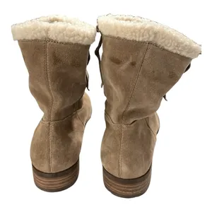 Sole Society Verona Winter Boots Women's 8.5 Beige Suede Faux Shearling Pull On thumbnail 3