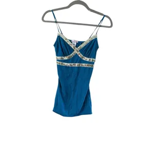 Women's Vol.1 Teal Gold Sequin Camisole Top S thumbnail 6