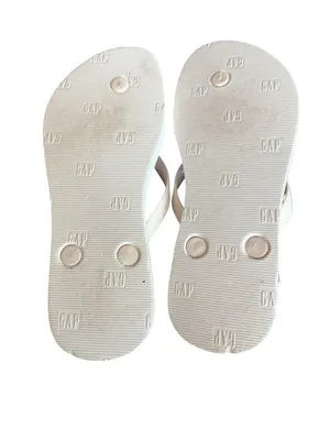 GAP White Flip Flop Sandals with Gold Logo thumbnail 4