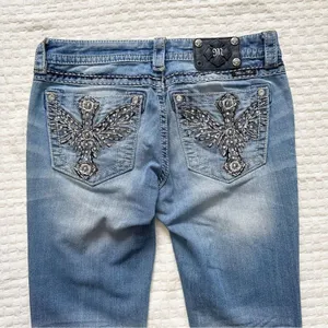 Miss Me Womens Size 29 Signature Rise Boot Cut Jeans Embellished Back Pockets thumbnail 9