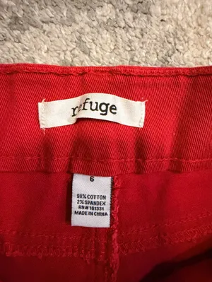 Refuge Red Denim Cutoff Shorts thumbnail 6