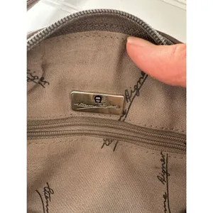 Vintage Etienne Aigner Crossbody Small Bag Purse Taupe Leather‎ Logo Zip Earthy thumbnail 14