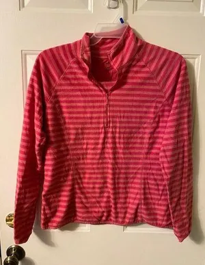 Pink Stripe Joe Fleece half Zip size x-large thumbnail 1