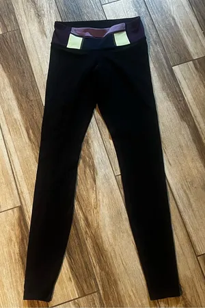 Lululemon black skinny leggings with purple thumbnail 1