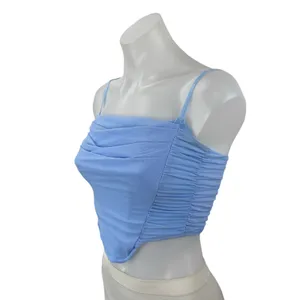 NEW Zesica Blue Sleeveless Ruched Bustier Corset Longline Cami Crop Top Size XS thumbnail 3