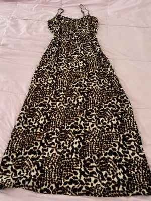 Twelfth Street by Cynthia Vincent 100% silk Leopard Print Maxi Dress, size SP thumbnail 6