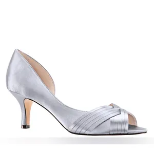 Nina contesa Women's Silver Peep-Toe Heels NEW thumbnail 3