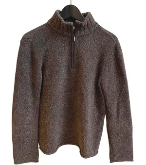J Jill Women's Gray Brown Speckled Knit Quarter Zip Mock‎ Neck Sweater Small thumbnail 1
