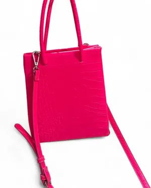 Source Unknown Hot Pink Croc Embossed Mini Tote Bag thumbnail 1