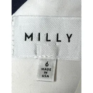 Milly Navy White Chevron Shift Mini Dress Size 6 Cotton Stretch thumbnail 3