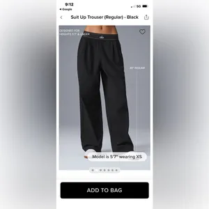 Alo Yoga NWT Suit Up Trouser Regular Lightweight Straight Leg Black Size M thumbnail 4