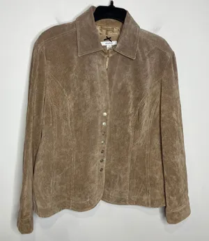 Y2K The Dress Barn‎ suede leather jacket snap front tan women's size XL western thumbnail 1