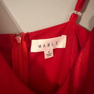 Mable Red Mini Satin with Spaghetti Straps Cowl Neck‎ Christmas Holiday Dress thumbnail 4