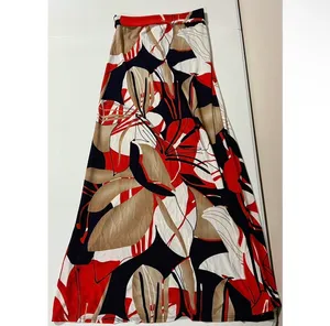 Got Style USA Orange Tan White Abstract Floral Y2K Fold Over Maxi Skirt Bottoms Size S 🧡🤎✨ thumbnail 3