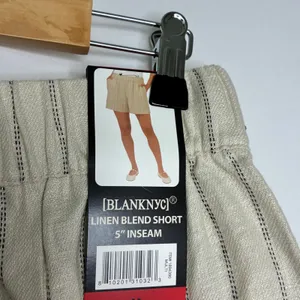 BlankNYC Beige Linen Blend Shorts 5" Inseam Elastic Waist w/Pockets NWT Womens M thumbnail 4