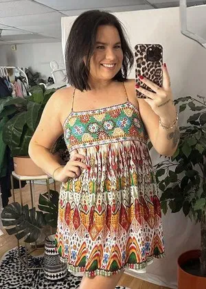 Zara Printed Embroidered Mini Dress Multi Size Medium thumbnail 1