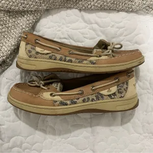 Leopard Print Women’s Sperry Boat Shoes Slip Ons thumbnail 1