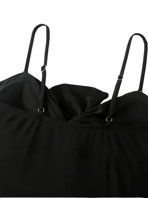 Andrea’s Deals NWT Two-piece Fashionable Bow One-piece Swimsuit, Solid Color Retro Black XL thumbnail 6