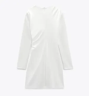 Zara dress wedding mini fitted long sleeve ruched bodycon white party thumbnail 8