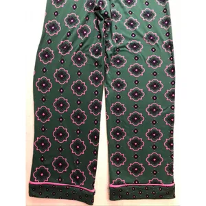 Room Service Pajama Set Women Small Green Pink Geometric Long Sleeve‎ thumbnail 13