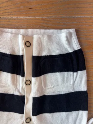 GAP Black & White Striped V-Neck Cardigan thumbnail 4