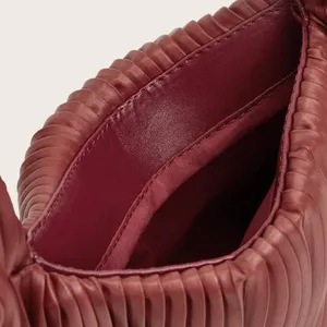 Burgundy red Classy slouchy one strap knot clutch pleated tote shoulder hand bag purse thumbnail 3
