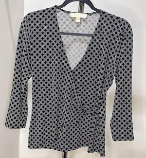 Michael Kors Black and White Blouse, Medium thumbnail 1