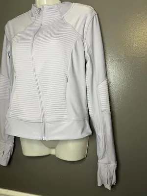 Mondetta Athletic Jacket Women's Small Light Lavender Full Zip Ribbed Panels thumbnail 3