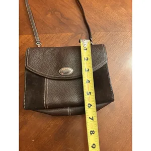 Brighton Organizer Crossbody Handbag Purce Bag Black Brown Leather Retired 7"x5" thumbnail 10
