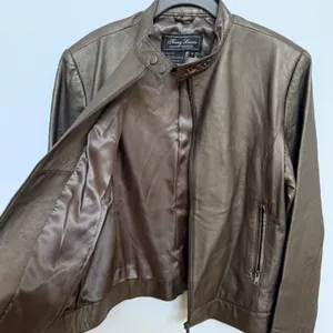Terry Lewis Classic Luxuries Metallic Copper Gray Genuine Leather Jacket M thumbnail 5