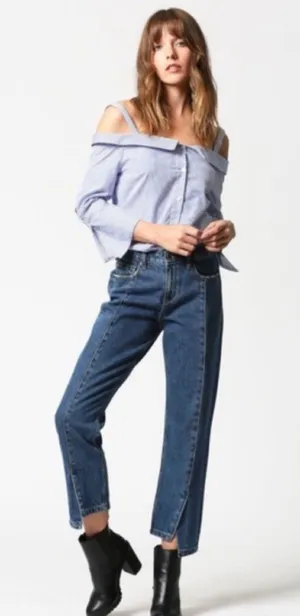 Hidden Jeans Tracey Pintuck Slit-Front High Waisted Crop Jeans thumbnail 1