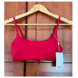 Quince Italian Scoop Neck Bikini Swim Top Cherry Red Size Small NEW thumbnail 2
