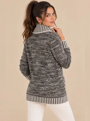 Gap Oversized Marled Black Gray Shawl Neck Button Front Cardigan Sweater XS Cozy thumbnail 3