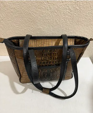 Faux Crocodile Embossed Tote Bag Brown Black Shoulder Handbag Zip Top Large thumbnail 7