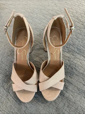 Jessica Simpson Blush Suede Cross-Strap Ankle Strap Heels thumbnail 1