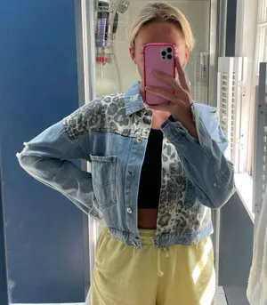 Animal Print Jean Jacket Blue thumbnail 1