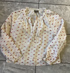 Point Sur J.Crew White Metallic Arrow Clip Dot Blouse M K5264 HO18 thumbnail 1