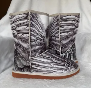 Women’s Winter Boots with Angel Wing Print Plush Fleece Lining Size 40 thumbnail 1