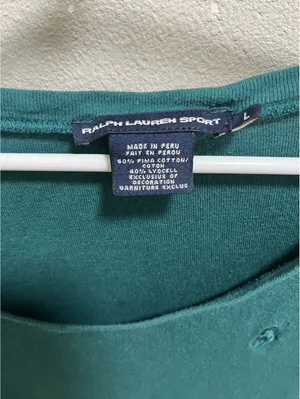 Ralph Lauren Sport Green Pima Cotton Blend V Neck Sweater L thumbnail 2