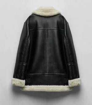 Zara Nwt Double Faced Jacket With Faux Fur thumbnail 12