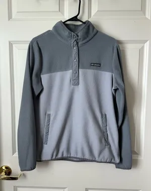 Columbia 1/4 Snap Two Tone Gray Fleece Pullover Size L thumbnail 1