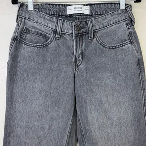 Hollister Washed Grey Faded Low-Rise Baggy Wide Leg Cotton Denim Jeans 2/26 thumbnail 3