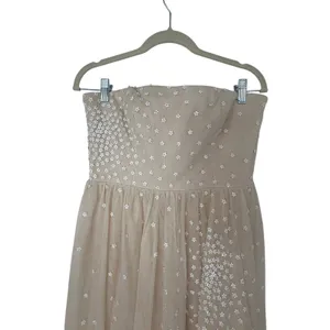 BHLDN Anthropologie Strapless Embellished Floral Fit & Flare Midi Dress Blush M thumbnail 5