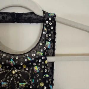 Betsey and Adam Navy Blue Yellow Beaded Maxi Dress Size 2 thumbnail 6
