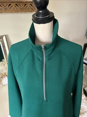 Abercrombie YPB NeoKNIT softstream quarter zip Emerald green S oversized thumbnail 3