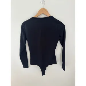 Spanx Suit Your Fancy Long Sleeve V‎ Neck Bodysuit Black Small S/P Thong Back thumbnail 3