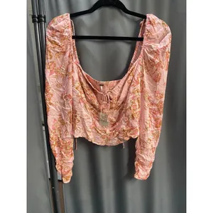 Free people Cropped Top Womens Large Pink Combo Hilary Printed Square Neck B96 thumbnail 3