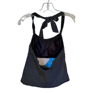 Land’s End Halter Tankini Top Bathing Suit Black White Polka Dot Women’s Size 8 thumbnail 2