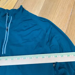 Hind‎ Running Womens Teal Quarter Zip Pullover Cropped Seamless Top Thumbholes thumbnail 3