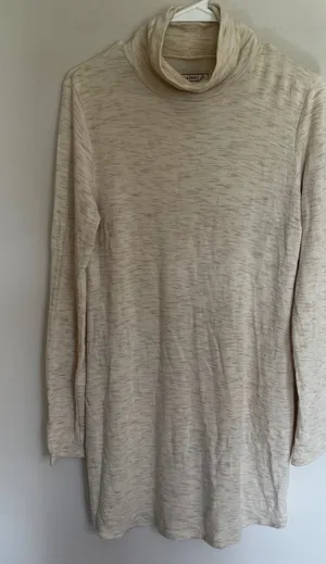 Abercrombie & Fitch Womens Oatmeal Heather Turtleneck Long Sleeve Mini Dress‎ S thumbnail 1
